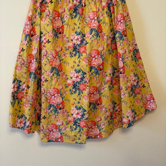 J. Crew 4 midi skirt floral summer garden elegant yellow floral fit & flare - Picture 7 of 7